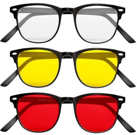 Blaulichtfilter Brille Herren und Damen Satz 3 Rote, Gelbe Blaulichtfilter Brille Damen Blue Light Glasses Blaulicht Brille Blaufilter Brille Herren Blaufilter Brille Damen Brille Mit Blaulichtfilter