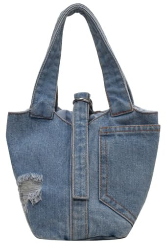 WRITWAA Damen Denim Handtasche, Mittelgroß, Vintage Stil, Casual Tasche FüR Alltag, Shopper Tasche in Denim, 90er Jahre Design