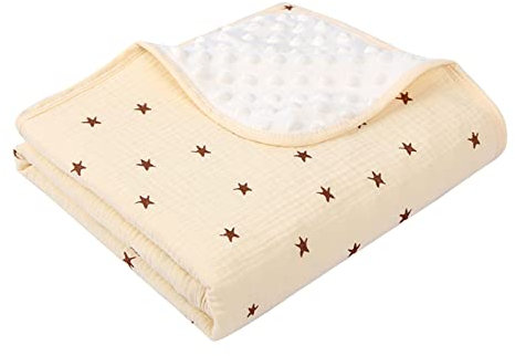 LARUISEE Babybohnendecke für Neugeborene, doppelseitige Steppdecken, weiche Decke, Kinder-Bettwäsche, Musselin, Baby-Bettwäsche, Baumwolle, Musselin-Decke für Säuglinge