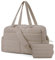 bagsmart 31L Puffer Tote Gym Bag for Women, Weekender Overnight Organiser Personal Item Carry On Bag with Laptop Compartment, Travel Duffer & Trolley Sleeves - Khaki
