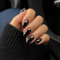 SXVME Black Press on Nails Short Almond Shaped, 30 Pcs Thick Short False Nails Press on Natural Acrylic Fake Nails Custom Solid Color Natural Fit Glue on Nails Medium For Women