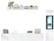 I0I&I0I Ensemble de 3 meubles de salon brillants avec éclairage LED, meuble TV, vitrine et étagère suspendue (blanc)
