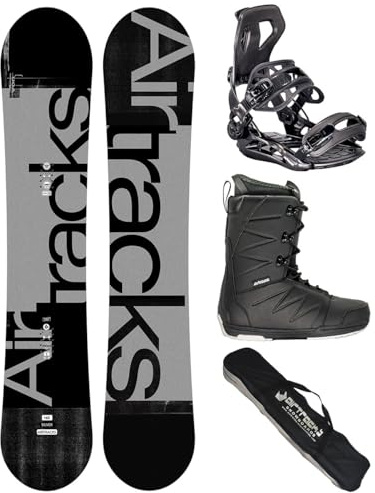Airtracks Snowboard Set - Silver Camber Snowboard Extra Wide + Bindung Master Fastec MULTIENTRY + Boots + SB Bag 155 159 161 165 171 cm