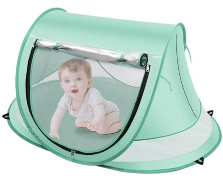 Tente Anti-UV Bébé - Haute Protection Solaire FPS 50+ - Moustiquaire Intégrée - Système Pop Up - Grande Tente de Plage