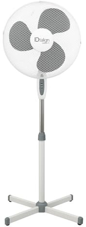 POSTQUAM Italian Design - Ventilatore da terra 41 cm - 3 velocità + oscillante + altezza regolabile 115-125 cm - basso rumore 60 dB - 29 m³/min - 45 W - Bianco/Grigio