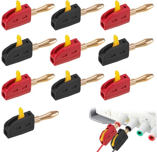 EUIOOVM 10 Stück Bananenstecker 4mm Banana-Steckverbinder 32A Bananenstecker Lautsprecher Banana Plug Konverter Für Endstufen HiFi Stereoanlagen Boxen Kabel AV-Receiver, Hochstrom-Schnellanschluss