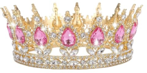 Couronne Femme Dorée – Couronne Reine en Cristal pour Anniversaire, Costume de Fête, Accessoire Élégant pour Célébration