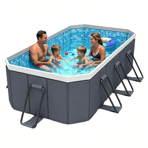 SKILBEAIA Piscine pliable pour enfants et adultes - Cadre non gonflable - Piscine hors sol - Piscine d'extérieur pour enfants - Soutien épais - Piscine pour chien - Jardin - 260 cm