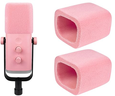 SOULWIT 2 Pezzi Paraventi Floccati per Fifine AmpliGame AM8 Microfono, Coprimicrofono con Filtro Anti-Pop e Protezione Antivento - Rosa