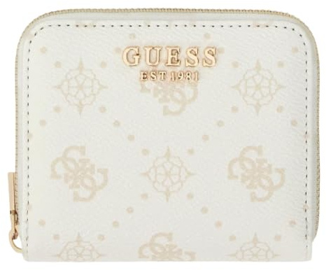 GUESS Geldbörse Emelie Logo SLG Zip Around White Logo weiß