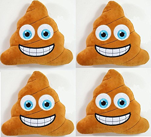 BUSDUGA - Emoticon Kissen, 16cm, Emotionen zum Kuscheln (Kackhaufen 4er Set)