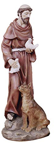 Statue SAN Francesco d Assisi mit Wolf e Vögel 30 cm