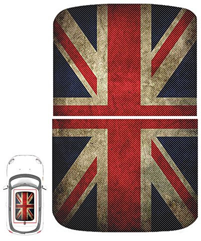 Paileco Automotive, adesivo in vinile per tetto apribile R55 R56 (1 set 2 pezzi, bandiera grunge Union Jack, vinile)