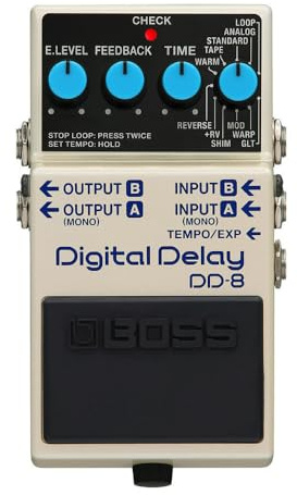 BOSS DD-8 Eleven Modes Full Stereo I/O Support Built-In Looper Three Delay Types External Control Support Compact Digital Delay Pedal