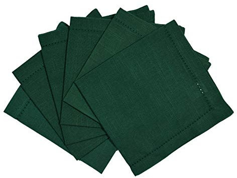 Penguin Home Leinenoptik mit wiederverwendbaren Servietten mit Hohlsaum – Täglicher Gebrauch als Dinner-Servietten – 6er-Set, einfarbiges Grün,50 x 50 cm