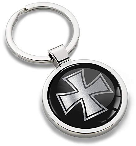 Biomar Labs® Metal 3D Keyring Key Ring Chain Stainless Steel Gift Box Men Women Keychain Bag Accessories Jewelry Handbag Silver Iron Cross Emblem KK 280