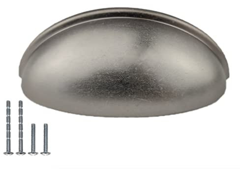 French Furniture Fittings Set of 6 French Style Cup Handles for Kitchen cabinets - 76mm CC Size, Perfect for Drawers and Doors, Screws Included