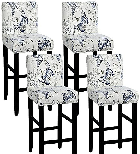 C/N Barstuhlbezug mit Rückenlehne, Bezug für Barhocker, dehnbar, Bezug für Hocker, niedrige Rückenlehne, 4 Stück