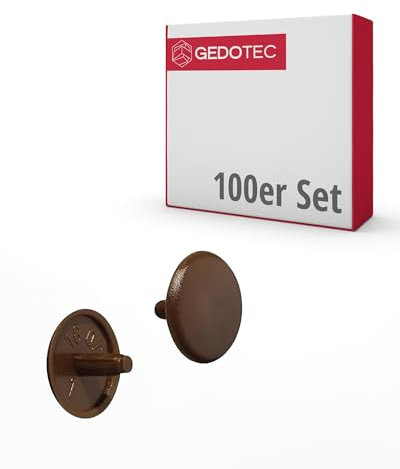 Gedotec Möbel-Abdeckkappen rund | 100 Stück - Schrauben-Kappen für Kopfloch-Bohrung PZ2 | H1115 | Abdeckungen Ø 12 x 2,5 mm | Verschluss-Stopfen Kunststoff rehbraun | Endkappen für Bohrlöcher