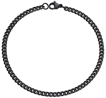 PROSTEEL Bracciale da Uomo a Catena Sottile Colore Nero 3.5mm Lungehzza 19 -Bracciale in Acciaio Uomo