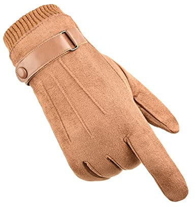 Handschuhe Aus Kunstpelz Herren Plus Samt Dick Winddicht Wasserdicht Bergsteigen Radfahren Outdoor Fitness Langfinger Touchscreen Wildleder Warme Handschuhe Kamel