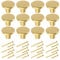 BIGLUFU 12 Pcs Brass Drawer Knobs, 1/25mm Round Kitchen Cabinet Knobs, Furniture Door Handles Cupboard Pulls with Screws, Brushed Finish (Gold)