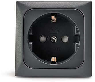 Steckdose Schuko 230V | Anthrazit | 16A | Set: Einsatz, Abdeckung, Rahmen für Wohnwagen, Wohnmobil