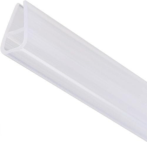MACHSWON Frameless Glass Shower Door Sweep for 0.31inch(8mm) Glass, U Shape Door Bottom Side Seal Strip with 8mm Drip Rail, Bath Shower Screen Door Seal, 2M Long White