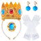 Goenb Prinzessin Peach Kostüm Zubehör, 4 Stück Set Von Prinzessin Peach Krone Ohrringe Handschuhe Brosche Dress up Für Frauen Für Karneval Halloween Cosplay Dress up Birthday Party