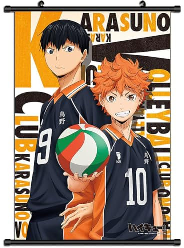 Xinchangda Haikyuu Schriftrollen-Poster, Banner, Anime, Hinata, Shoyo, Tobio, Kageyama, Tsukishima, Kei, Poster, zum Aufhängen, Wandbild, Heimdekoration, 60 x 40 cm