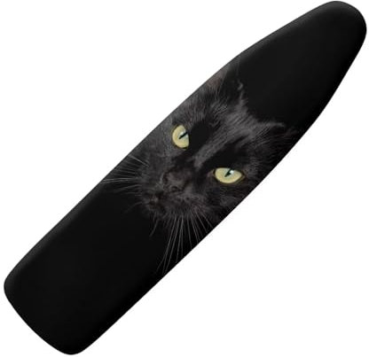 NETILGEN Ironing Board Covers Super Soft Elasticated Iron Board Cover Scorch Resistant Stain Resistant S for Dimensions 110-115 x 30-36 cm, Black Cat