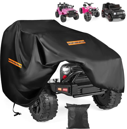 Large Car Toy Cover,Heavy Duty 420D Oxford Fabric Kids Ride-On Toy Car Cover,Universal Covers for Kids Electric Vehicle,Waterproof,Anti-UV,with Waterproof Strip,3 Reflective Strips,Windproof Buckles