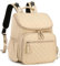 LORADI Wickeltasche mit großer Kapazität und Kinderwagen-Schnalle, wasserabweisender Reiserucksack mit isolierten Taschen, Beige, Large, Wickeltasche