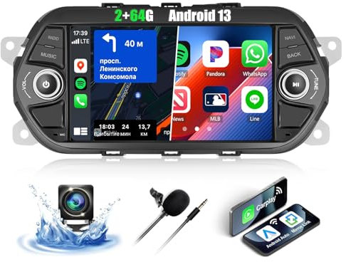 CAMECHO 2+64G Android 13 Autoradio per Fiat Tipo Egea 2015-2017, 7 Pollici Wireless Carplay Bluetooth HD Touchscreen Radio con Android Auto WIFI GPS Mirror Link FM/RDS SWC +Rear View Camera & Canbus