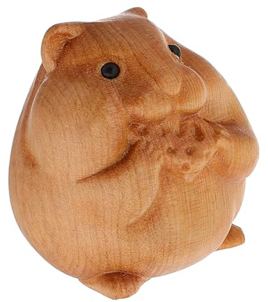 TOBBOMEY Handgefertigte Hölzerne Tierverzierungen Mini Hamster Figur 1 Stück Natürliche Holzskulptur Für Wohnkultur Schreibtisch Dekor Sammler Kleine Tierfiguren