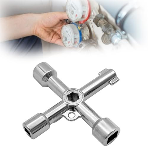 Llave De Utilidad Multifuncional,4-Vías Llave Universal Para Cajas Agua, Llave De Utilidades Multifuncional,para Caja Eléctrica, Gas, Agua, Contador de Electricidad, Caja de Armario