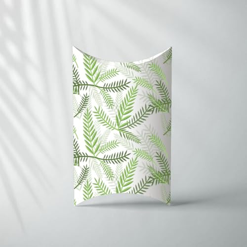 mudrit Pillow Paper Boxes 50pcs with Jute Twine, Decorative Folding Paper Gift Boxes for Gifting Chocolates, Dryfruits, Candies, Soap, Jewellery packaging, Size 5.5 x 3.5 (Green)