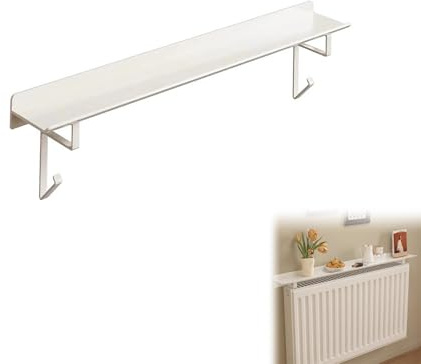 Tablette Radiateur Sans Percer, Etagere Radiateur Blanc de 15 cm de Profondeur, Anti-fumée pour Salon et Chambre à Coucher, Sans Perçage Grâce à Son Support Facile à Installer(40*15cm/16*6in)
