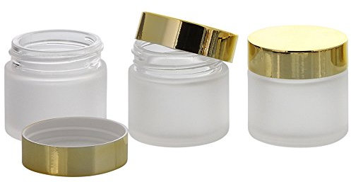 Matt Glas-Tiegel 30 ml mit Gold Deckel, Leere Kosmetex Glas Creme-Dose, Kosmetik-Dose aus Mattglas, 3× 30 ml Mattglas mit Gold Deckel