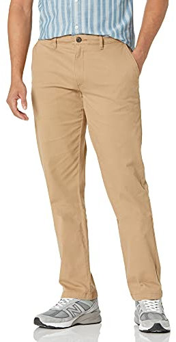 Amazon Essentials Pantalon chino extensible style décontracté coupe droite Homme, Brun Champignon, 28W / 28L