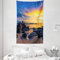 ABAKUHAUS Sonnenuntergang Wandteppich und Tagesdecke Horizon Sky Beach Viewaus Weiches Mikrofaser Stoff 140 x 230 cm Wand Dekoration Mauve Königs, Blau Marigold