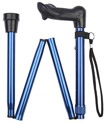 Charles Buyers Height Adjustable Folding Walking Stick - Wrist Cord & Ferrule Included (Right Hand)