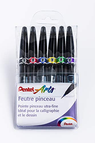 Pentel SE15C Feutres drôles, pointe pinceau ultra-fine, x6 feutres