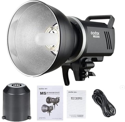 Godox MS300 Kompakter Studioblitz - 300ws Leichter Studioblitz mit Godox 2.4G X System, 150ws Einstelllampe und Anti-Vorblitz-Funktion