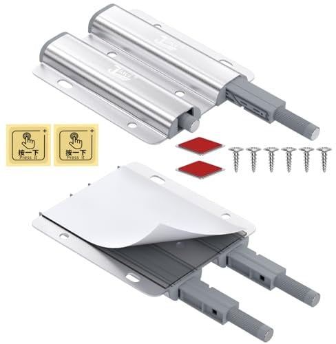 Push to Open Door Catches Jiayi 2 Pack Push Latch Cupboard Magnetic Double Push Opener Latch Heavy Duty Touch Open Door Closing for Drawer Closer Wardrobe Closure
