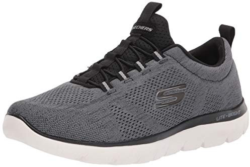 Skechers Herren Summits Louvin Slipper, Black Mesh/Pu/White Trim, 47 EU