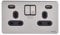 Schneider Electric Ultimate Screwless Flat Plate - Switched Double Power Socket with USB Charging Ports, 13A, GGBGU3424DBSS, Stainless Steel with Black Insert