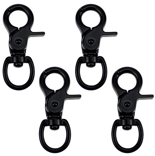 CYUaoao 4 Stück Scherenkarabiner klein Hundeleine Karabiner Wirbelkarabiner Schnapphaken mit Drehgelenk für Hundeleine 6cm Lange Leine aus Schwarzer Zinklegierung für Hunde Gepäckschnalle Drehbar