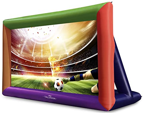 Talvania 20 Feet Inflatable Projector Screen for Outdoor and Indoor TV Movie Watching, Blower, Tie Downs, Stakes, Sandbags, and Storage Bag, Quick Blow Up (20' Multicolor)