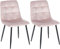 CLP 2er Set Esszimmerstuhl Tilde I Küchenstühle gepolstert mit gestepptem Bezug I Polsterstühle mit Metallgestell I Bis 150 kg belastbar, Farbe:pink, Material:Samt